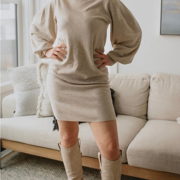 InWear Dresses & Skirts - In Wear Sammy Sweater Dress Beige Long Sleeve Dress